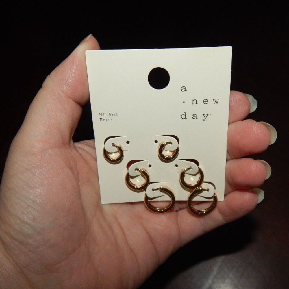A New Day Brand New NWT Nickel-Free Small Hoop Earrings 3 Pair Set